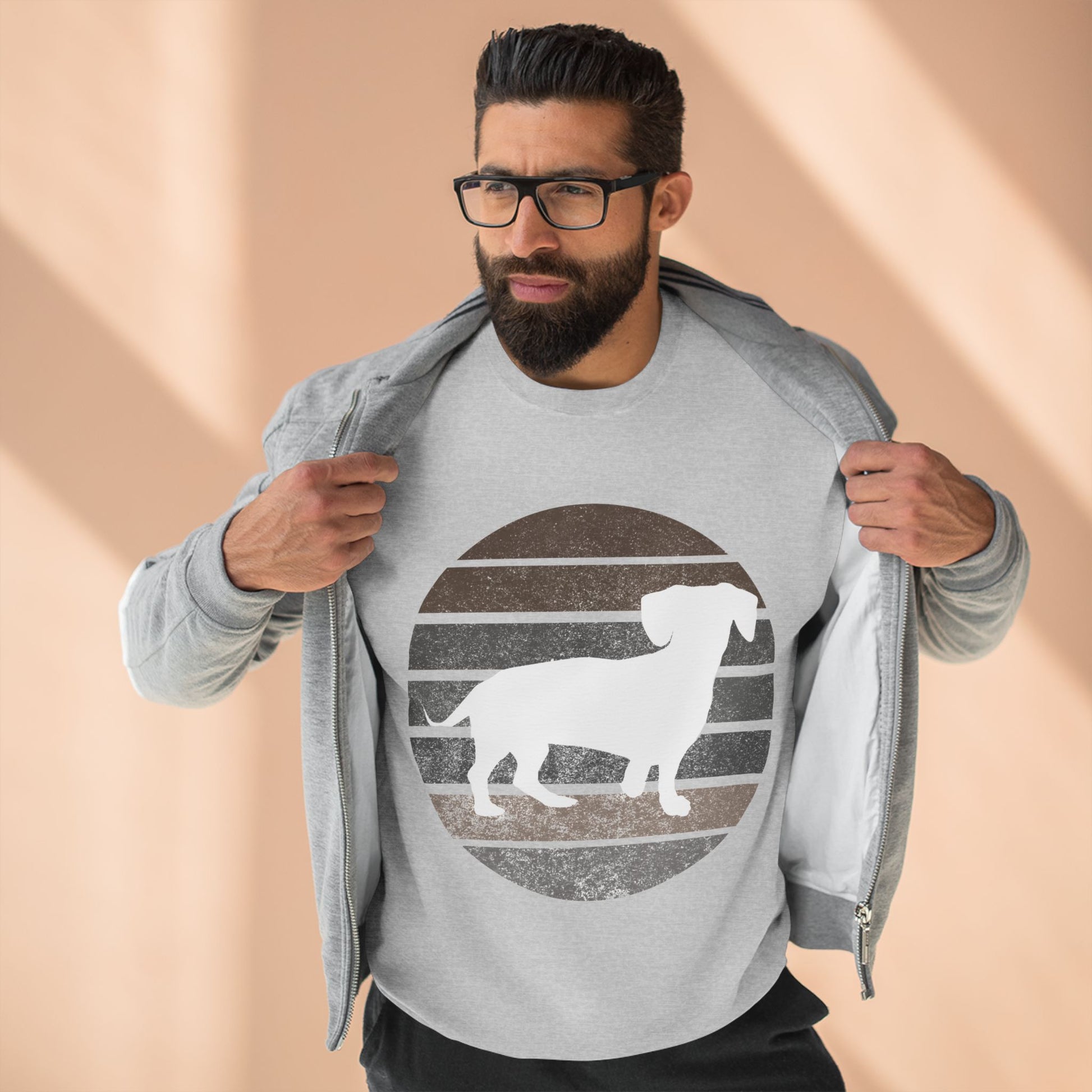 Dachshund Dad Logo Premium Crewneck