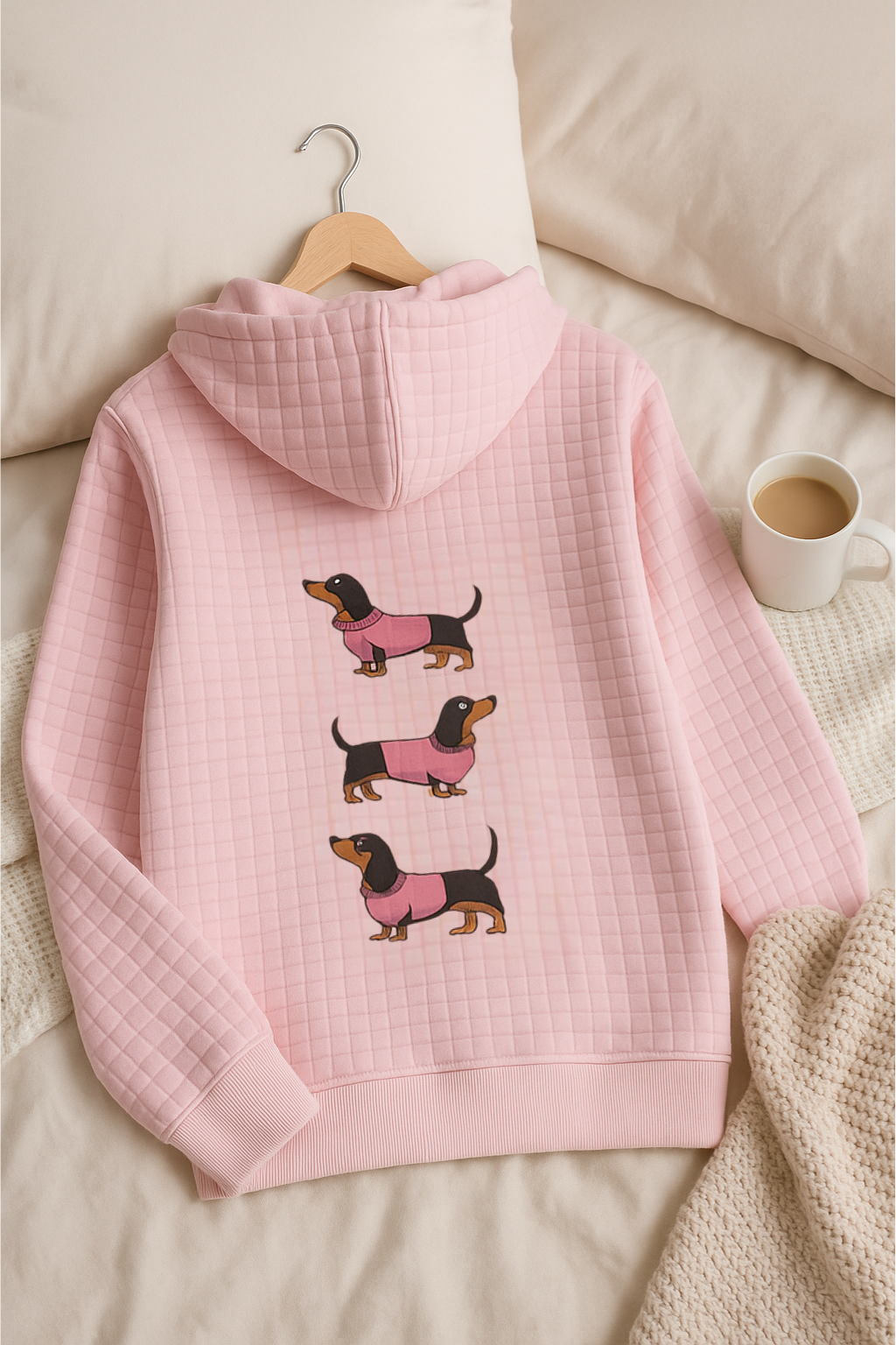 Pink Dachshund Hoodie | Wiener Dog Zip Sweatshirt | Sausage Dog Lover Gift