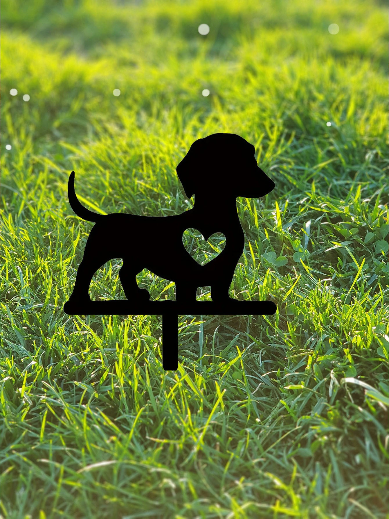 1pc Cute Dog Silhouette Garden Sign - Solid Wood Outdoor Decor For Yard & Patio