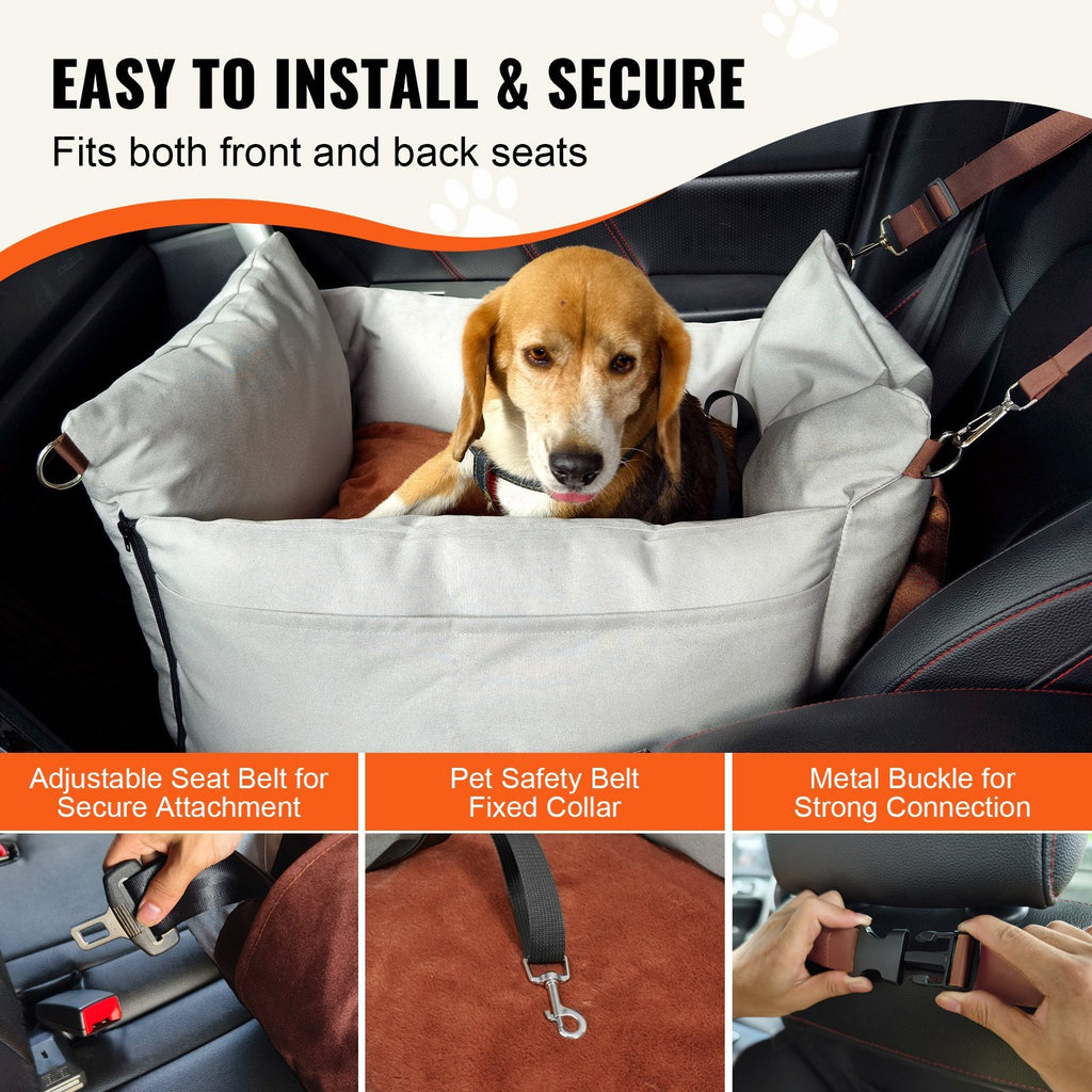 VEVOR Dog Booster Car Seat Pet Car Seat For Small Dog Up To 25lbs Gray