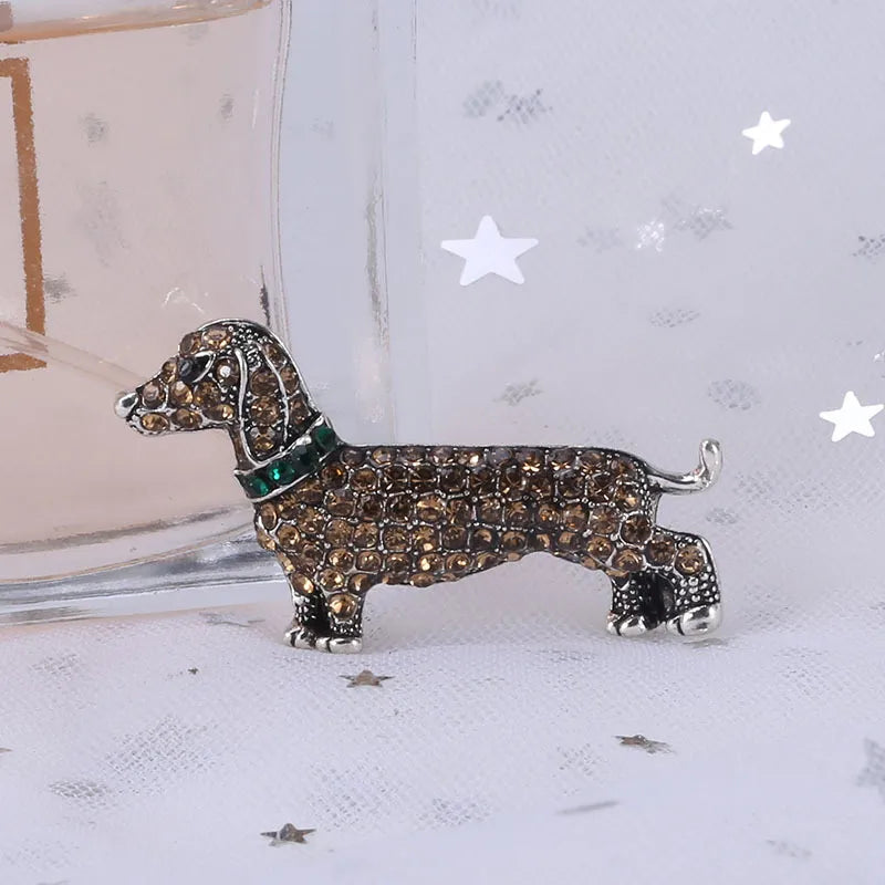 Dachshund Crystal Brooch Pin – Sparkling Wiener Dog Jewelry for Dog Lovers | Gift for Her