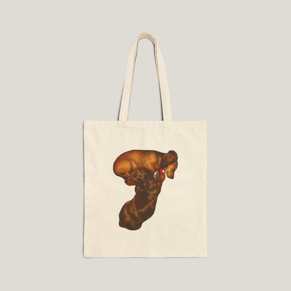 Snuggly Dachshund Pups Tote Bag