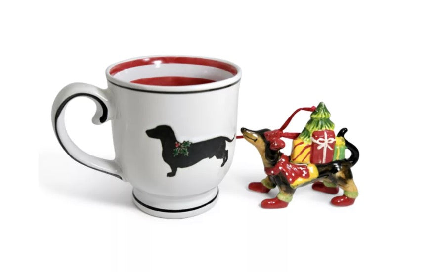 Christmas Dachshund Mug & Ornament Gift Set – Holiday Wiener Dog Coffee Cup | Dog Lover Gift