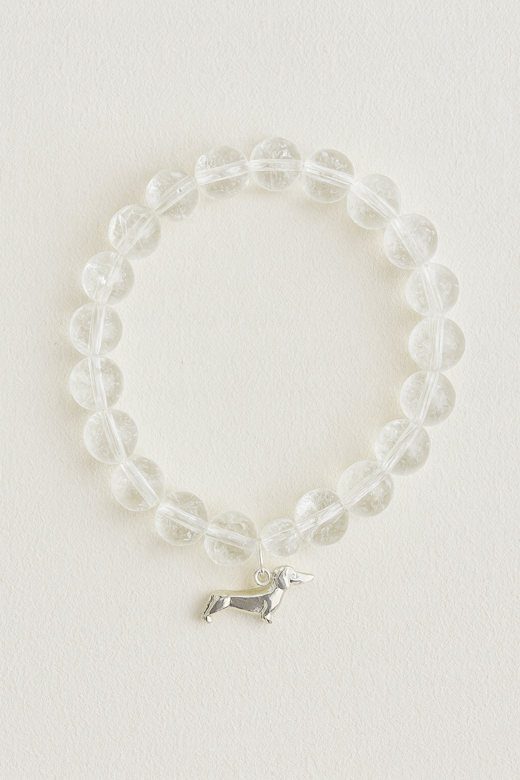 Dachshund Charm Bracelet • Clear Beaded Doxie Bracelet • Sausage Dog Jewelry Gift • Minimalist Dog Mom Bracelet