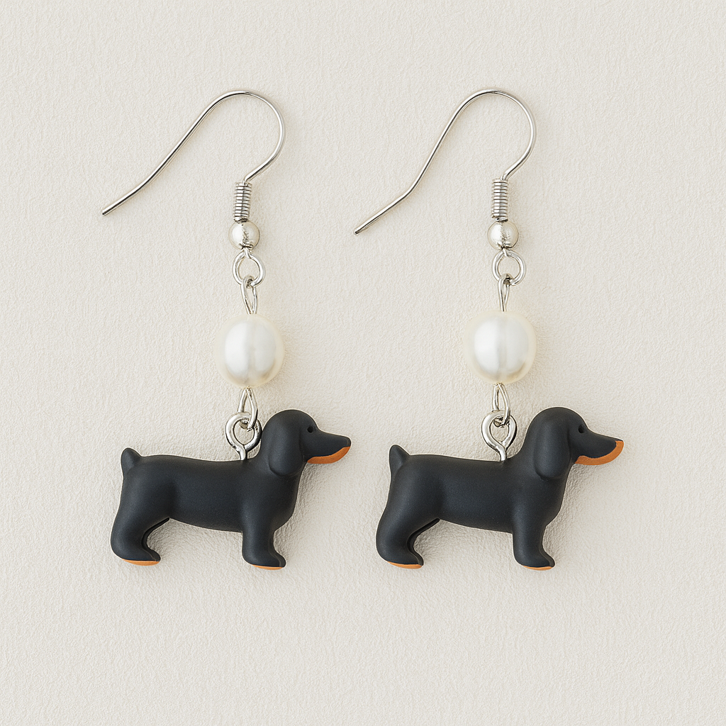 Dachshund Earrings • Pearl Doxie Earrings • Cute Wiener Dog Jewelry Gift • Sausage Dog Lover Earrings