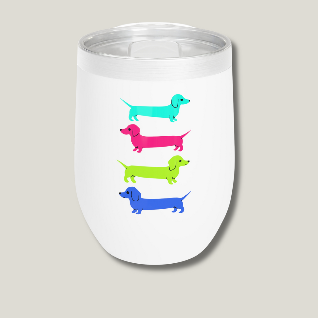 Colored Dachshunds Wine Tumbler