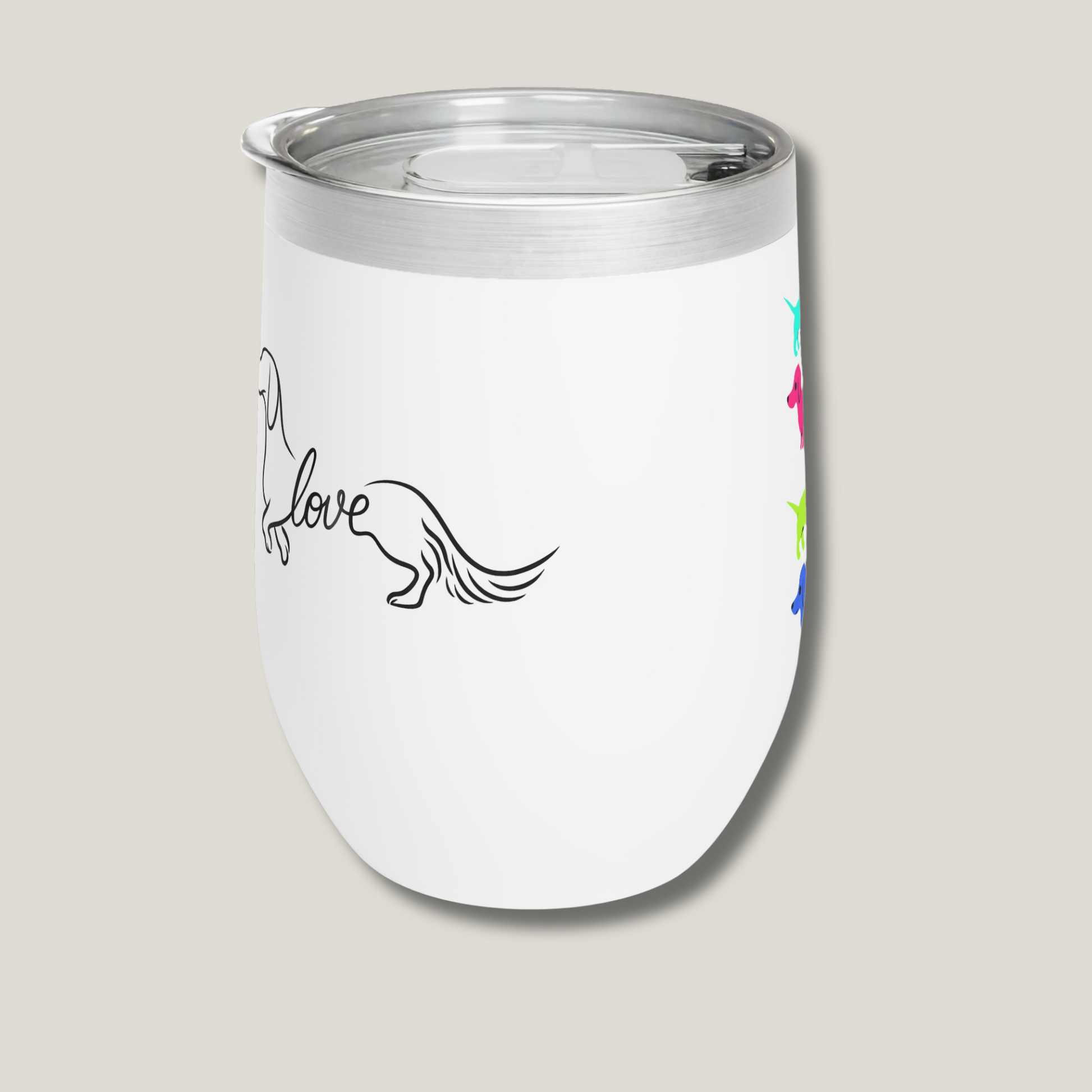 Colored Dachshunds Wine Tumbler