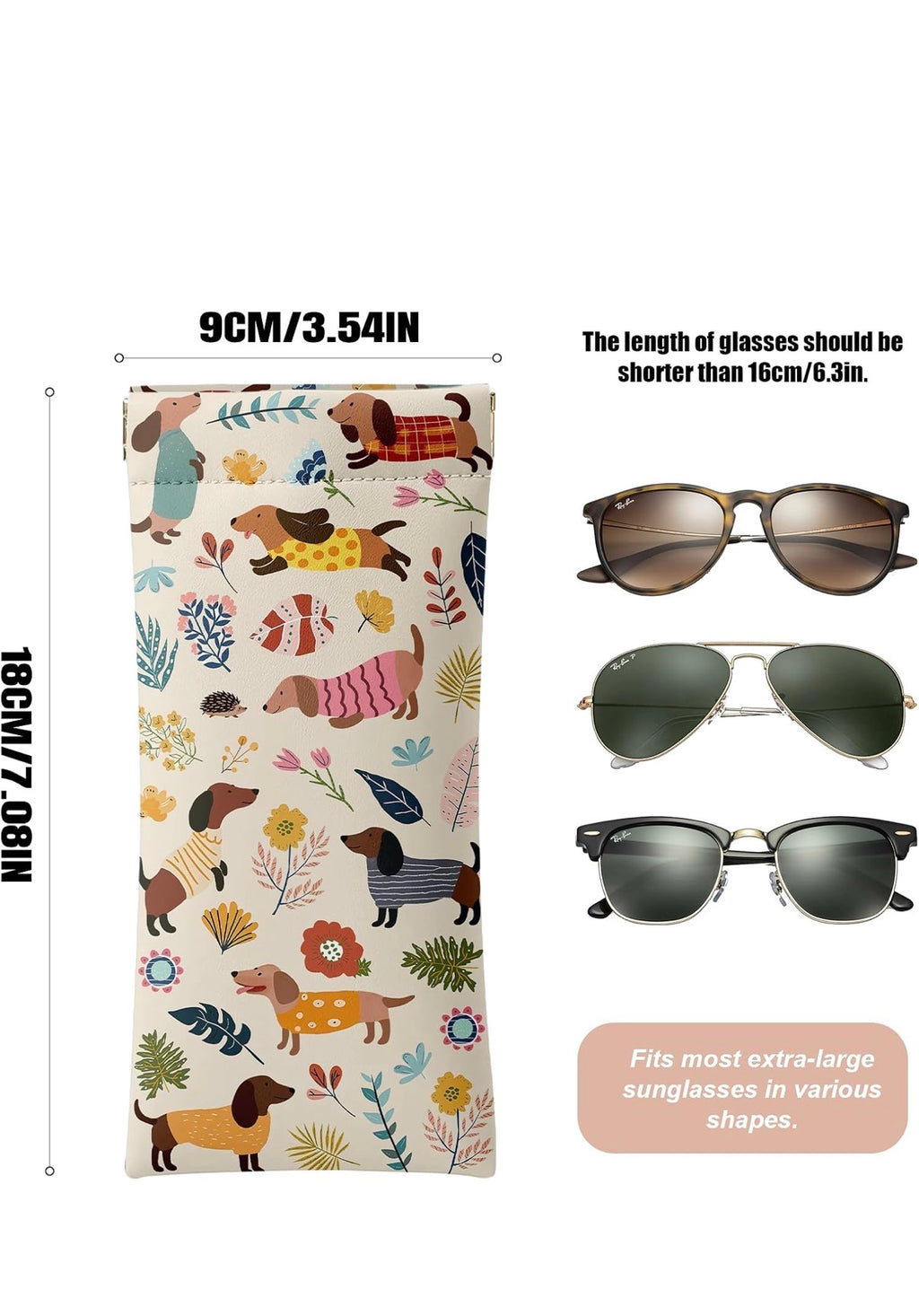 Colorful Dachshund Glasses Case | Wiener Dog Sunglass Holder | Sausage Dog Gift for Dog Lovers
