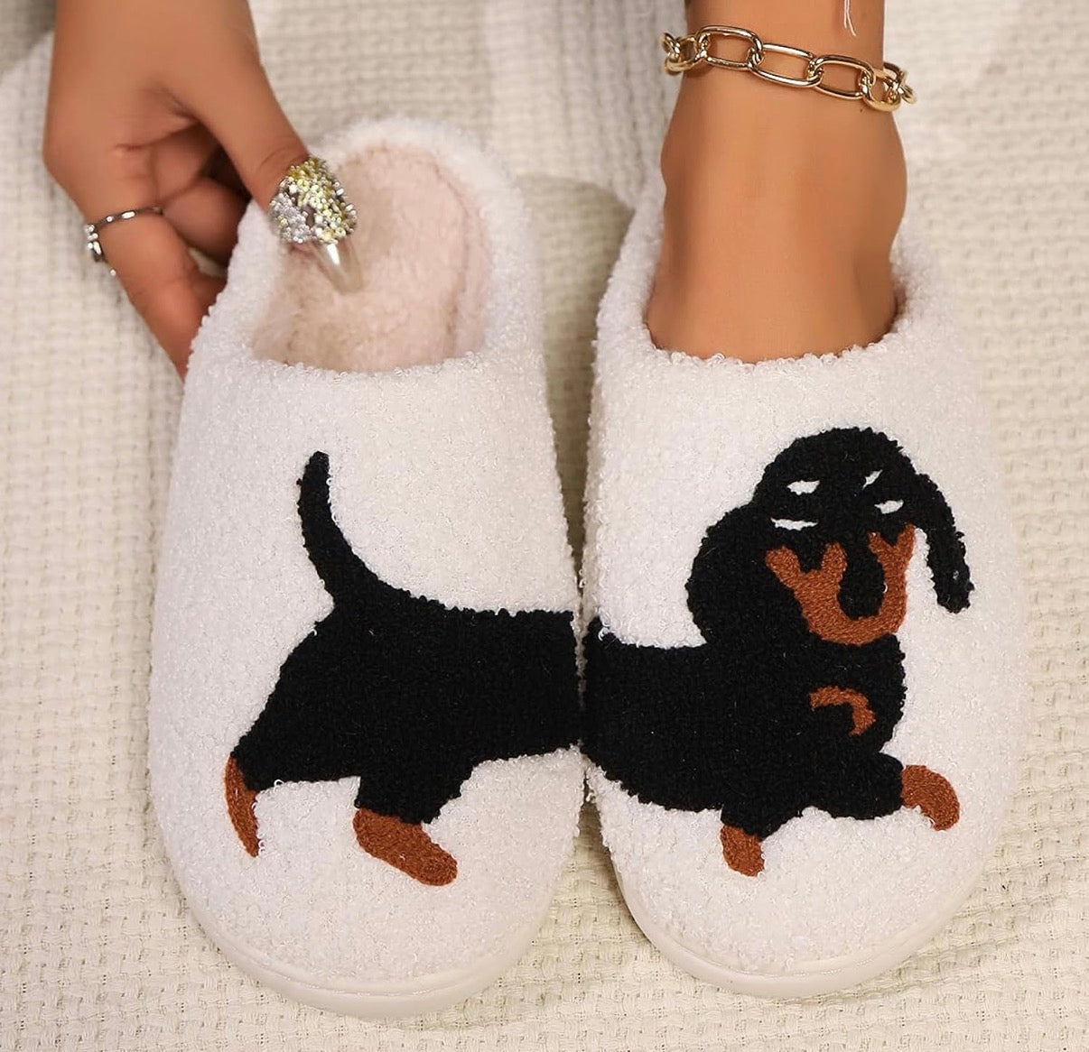 Cozy Dachshund Slippers | Wiener Dog Gifts | Fuzzy Sausage Dog House Shoes