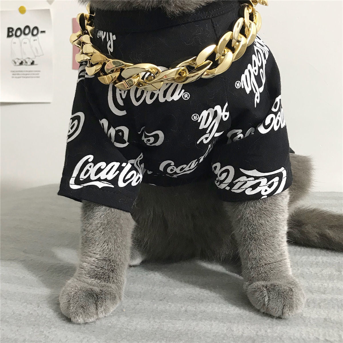 Plastic Big Gold Chain Dog Cat Necklace
