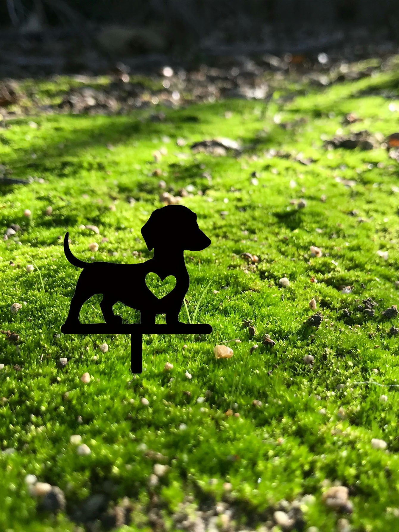 1pc Cute Dog Silhouette Garden Sign - Solid Wood Outdoor Decor For Yard & Patio